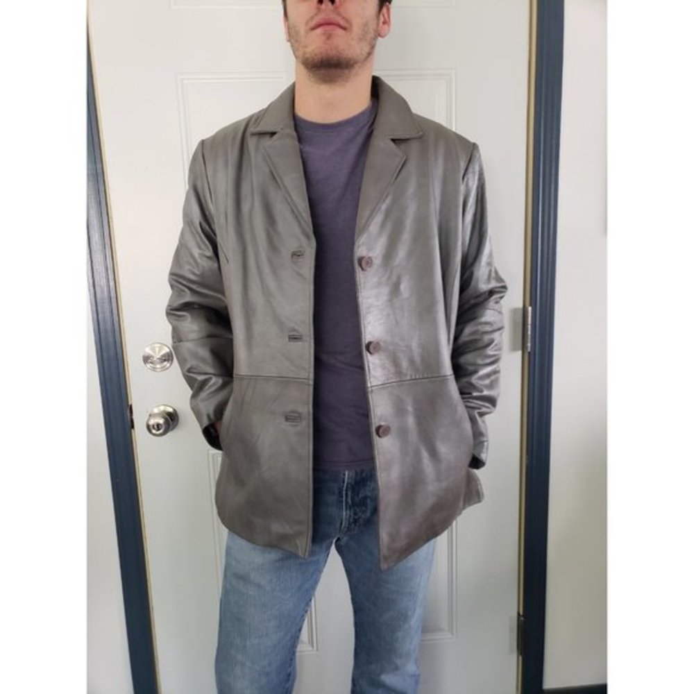 Y2K Aesthetic Silver Leather Jacket‎